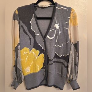 UMI Collections By Anne Crimmins Vintage Knit Cardigan Flowy Cuffed Sleeves S